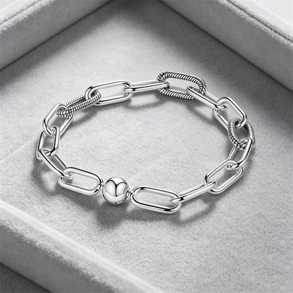 Hot Sale Original Me Bracelet Fit Charm Beads Round Beads For Women 925 Sterling Silver Luxury femme Bracelet Jewelry Trinkets