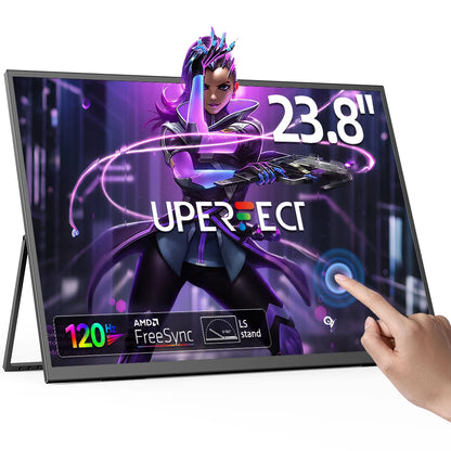 UPERFECT 23.8” Touchscreen Large Computer IPS Display With Stand 120Hz Desktop Monitor For XBox Switch PS5 Gaming Extend Screen