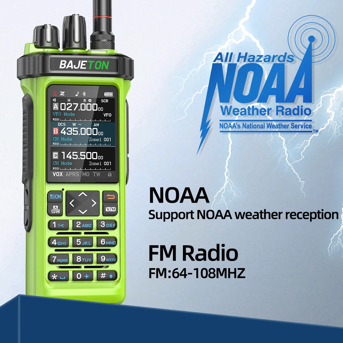 1/2 BAJETON BJ-9000 Walkie Talkie GPS APRS AM/FM/CB 27MHZ Receiver with 10W Bluetooth Programming For Radtel RT-950PRO Ham Radio