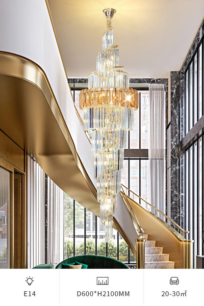 Light Luxury Large Chandelier Spiral Staircase Chandelier Luxurious And Atmospheric Duplex Villa Hotel Lobby Chandelier