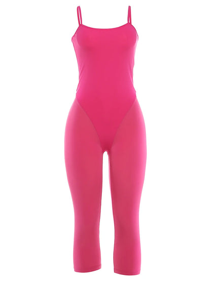 Kliou Sporty Style Sling Playusits Woman Summer Trend Low-Neck Backless Look Slimmer Skinny High Stretch Sexy Fashion Rompers