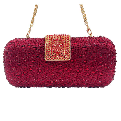 XIYUAN Women Green Crystal Evening Clutch Bag Glittering Purple Rhinestone Handbag Wedding Party Purse Full-diamond Bridal Bags