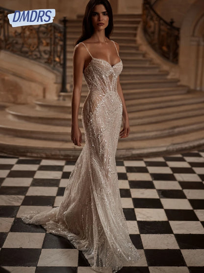 Ivory Illusion Wedding Dresses With Detachable Tail Romantic Sweetheart Dress For Bride Shiny Bridal Gown Vestido De Novia