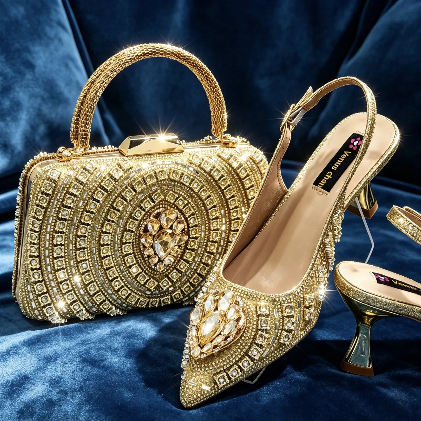 Venus Chan 2026 Olive Green Italian Butterfly Design Pointed Toe Slingback Sandals with Matching Bag - Elegant Set Perfect