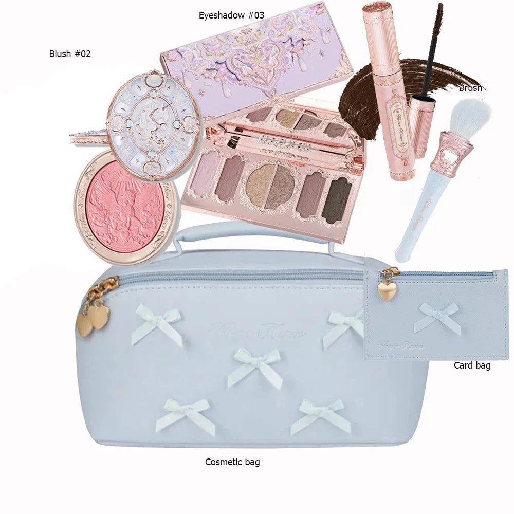Flowerknows All In One Mackup Set Gift Box Flower Knows Glitter Eye Shadow Palette Blusher Long Lasting Gloss Lipstick With Bag