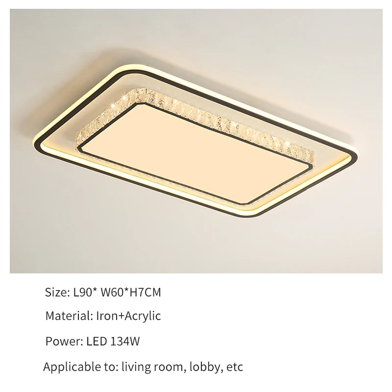 Luxury Living Room Lights Lustre Home Decoration LED Ceiling Lamp Modern Square Acrylic Gold Hall Bedroom Dining Room Fixtures