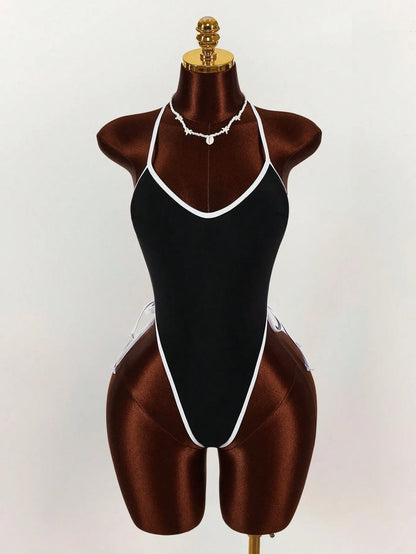 Sexy Black White Contrast Sleeveless Bodysuit Women For Summer Street Fashion And Party