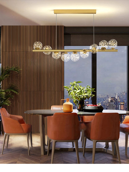 Line Glass Ball Pendant Lights Nordic LED Energy-Efficient Hanging Ceiling Lamp with Adjustable Cord for Dining Room Living Room