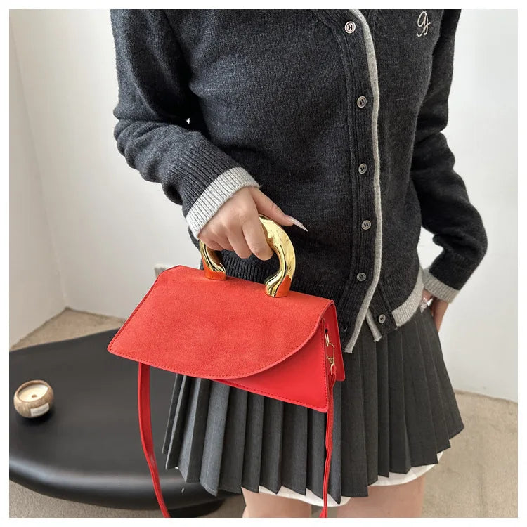 French Style Light Luxury Large Capacity, New Minimalist Design Casual Metal Hand-held Shoulder Crossbody Bags for Women