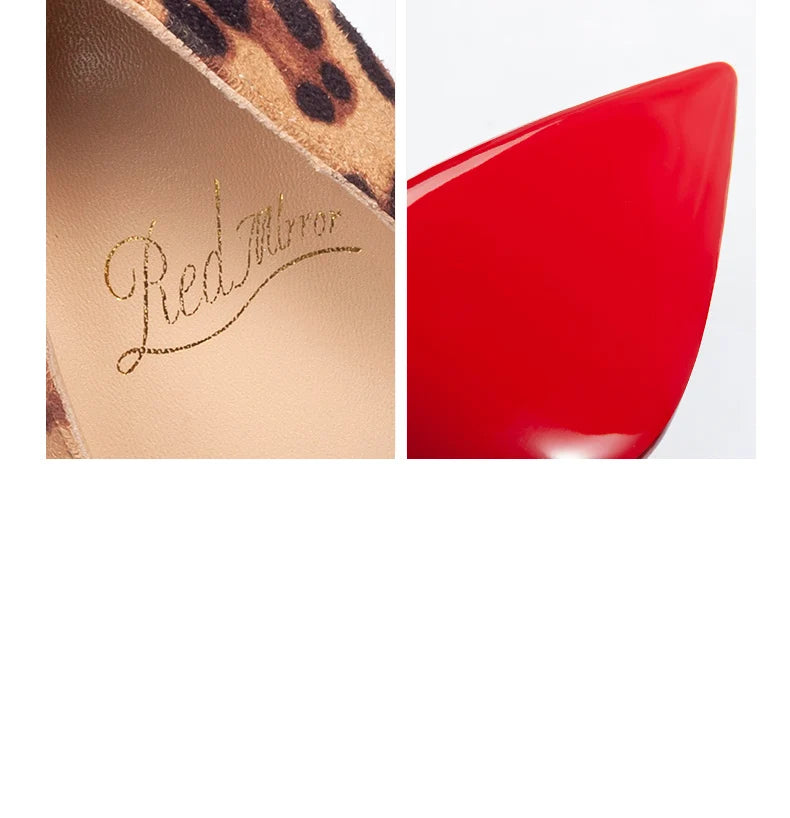 Elegant Women Heeled Luxury Brand Leopard Print Heels 2026 Trend Red Shiny Bottoms Pointed Toe Pumps Prom Ladies Shoes Women 8cm