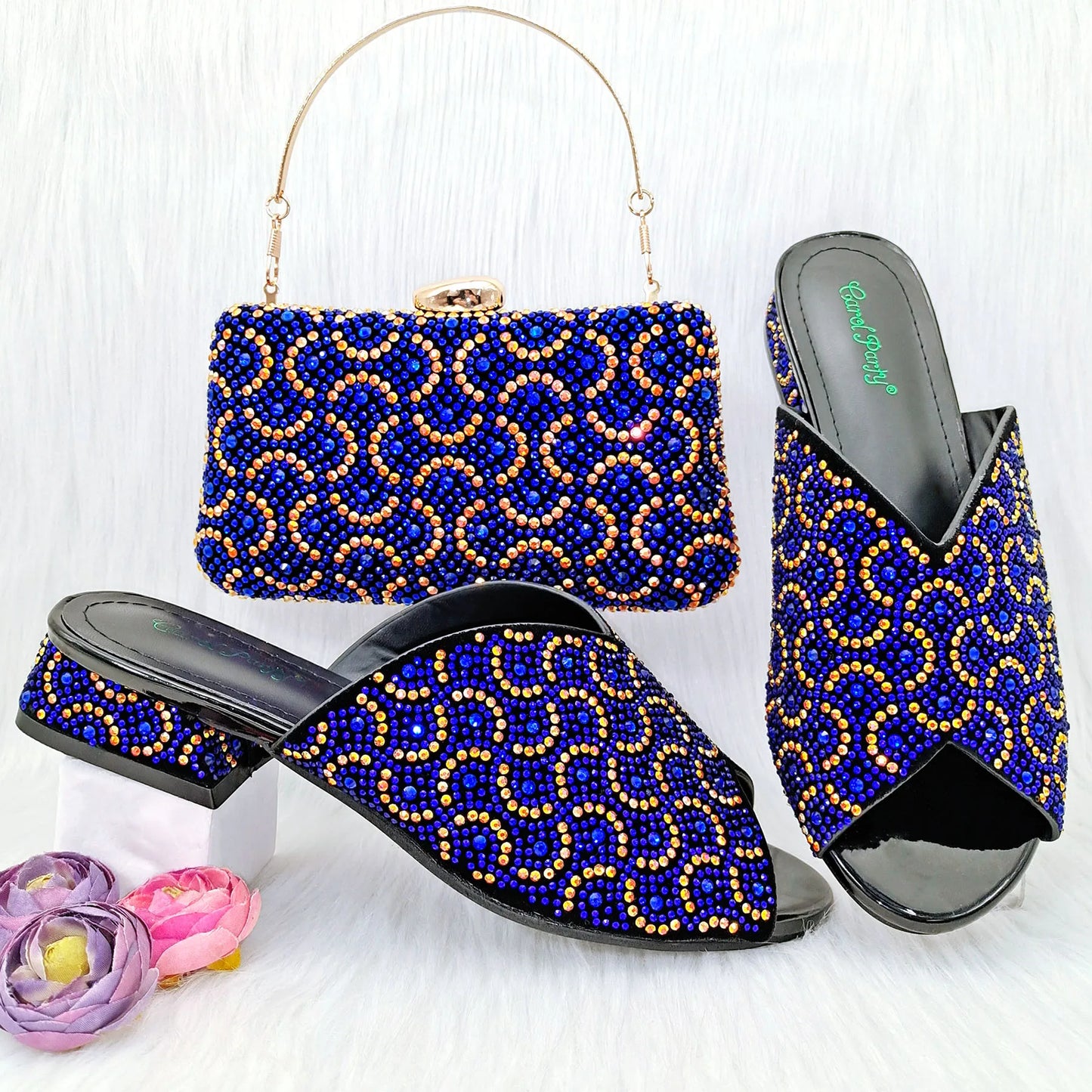 Doershow Italian Shoes And Bag Sets For Evening Party With Stones Italian Leather Handbags Match Bags!  SRT1-8