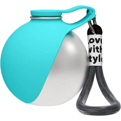 Dog Water Bottle with Removable Silicone Bowl,285ml Stainless Steel Construction, Leak-Proof for Outdoor Activities Like Walking