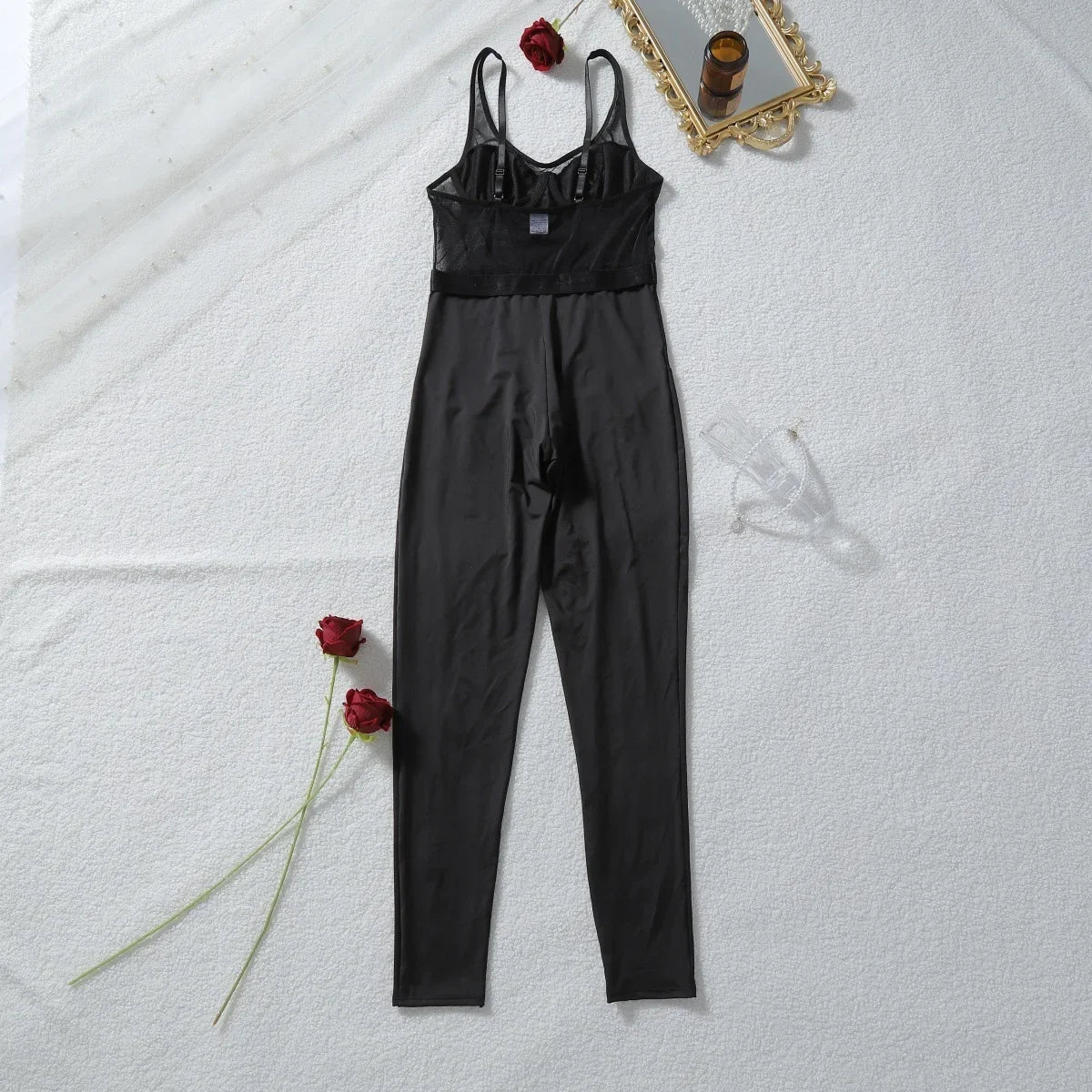 Cougar Lingeries Femme Ultra Hot Sexy Intimate Patchwork Jumpsuit Slim Sheer Mesh Onepiece Dance Clubwear Spicy Girls' Outfits