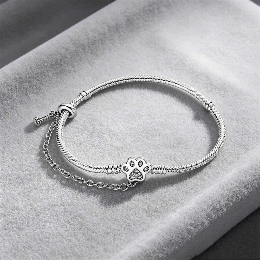 2026 Hot Selling 925 Silver Heart Shaped Buckle Snake Chain Sparkling Zircon Original Bracelet Women Fashionable Luxury Jewelry