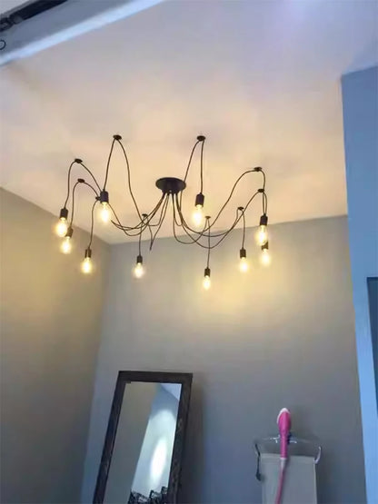 DIY Spider Lights Vintage Chandelier Edison Industrial Hanging Lamp Ceiling Multiple Pendant Light Kitchen Farmhouse Living Room