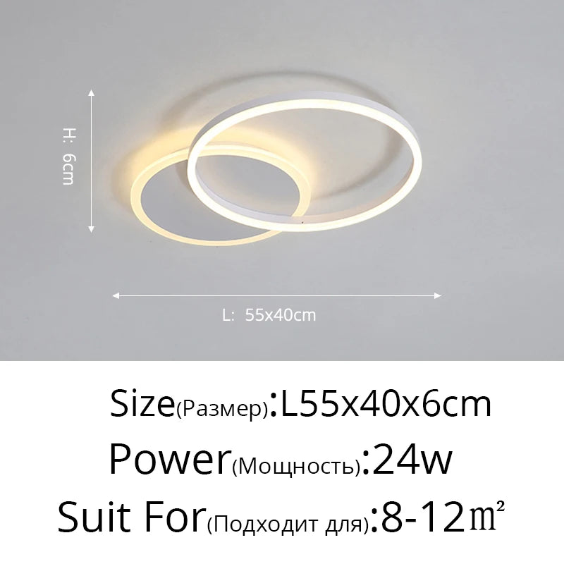 Modern Round Design Ceiling Lights For Living Room Bedroom Gold White Coffee Painted  Circle Rings Lighting Fixtures Luminaire