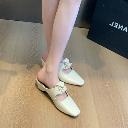 Women Heeled Sandals Slingback Mules Leather Shoes Summer Slippers 2026 Luxury Mary Jane Shoes Comfort Flip Flops Mujer Slides