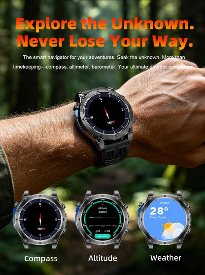 2026 New Military T-RX4 Ultra GPS Smart Watch Men 10ATM Waterproof Compass Flashlight Bluetooth Call Sports tracker Smartwatch