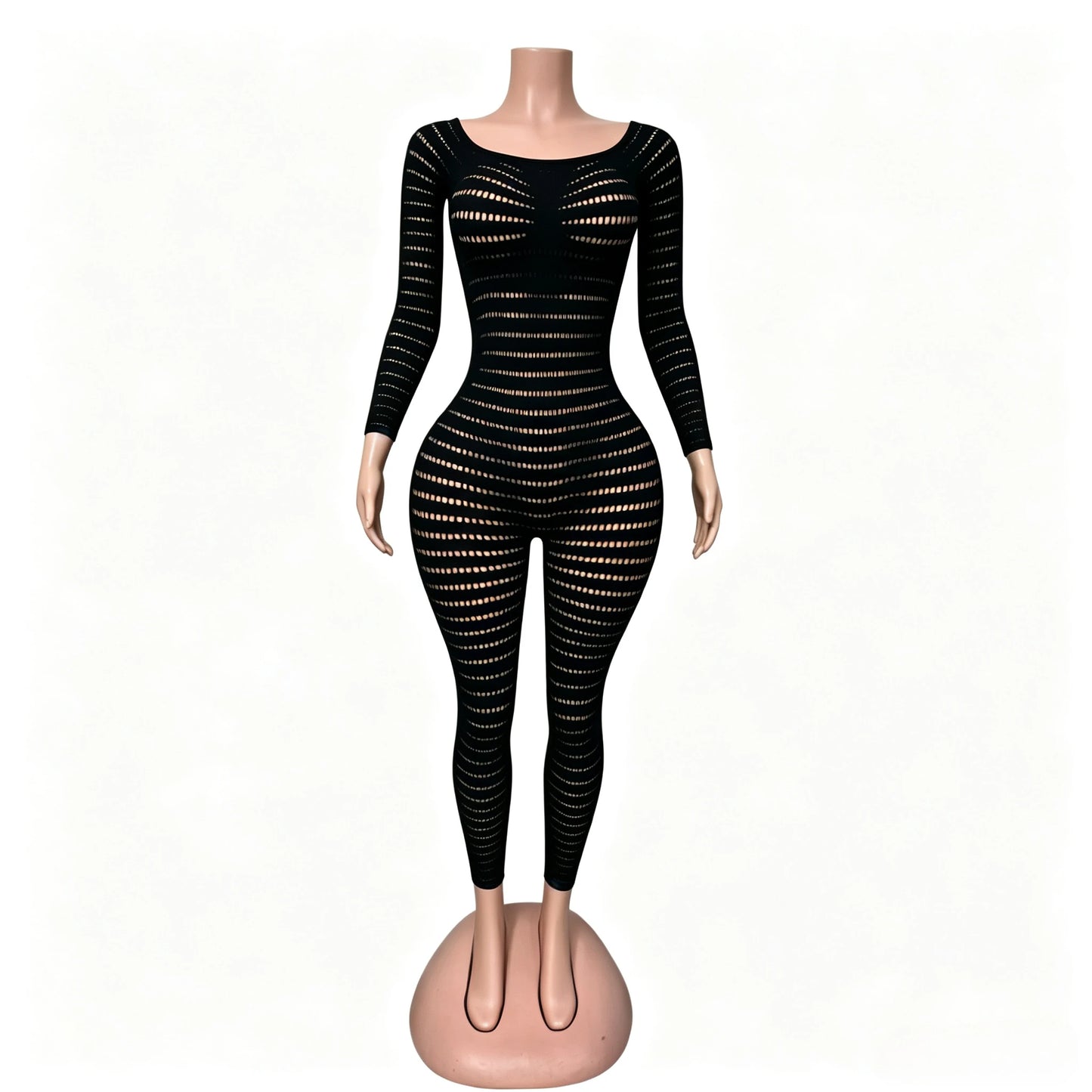 FAGADOER Women Sexy Knit See Through Bodycon Jumpsuits 2026 Summer Solid Color Hollow Out Rompers Night Party Club Playsuits New