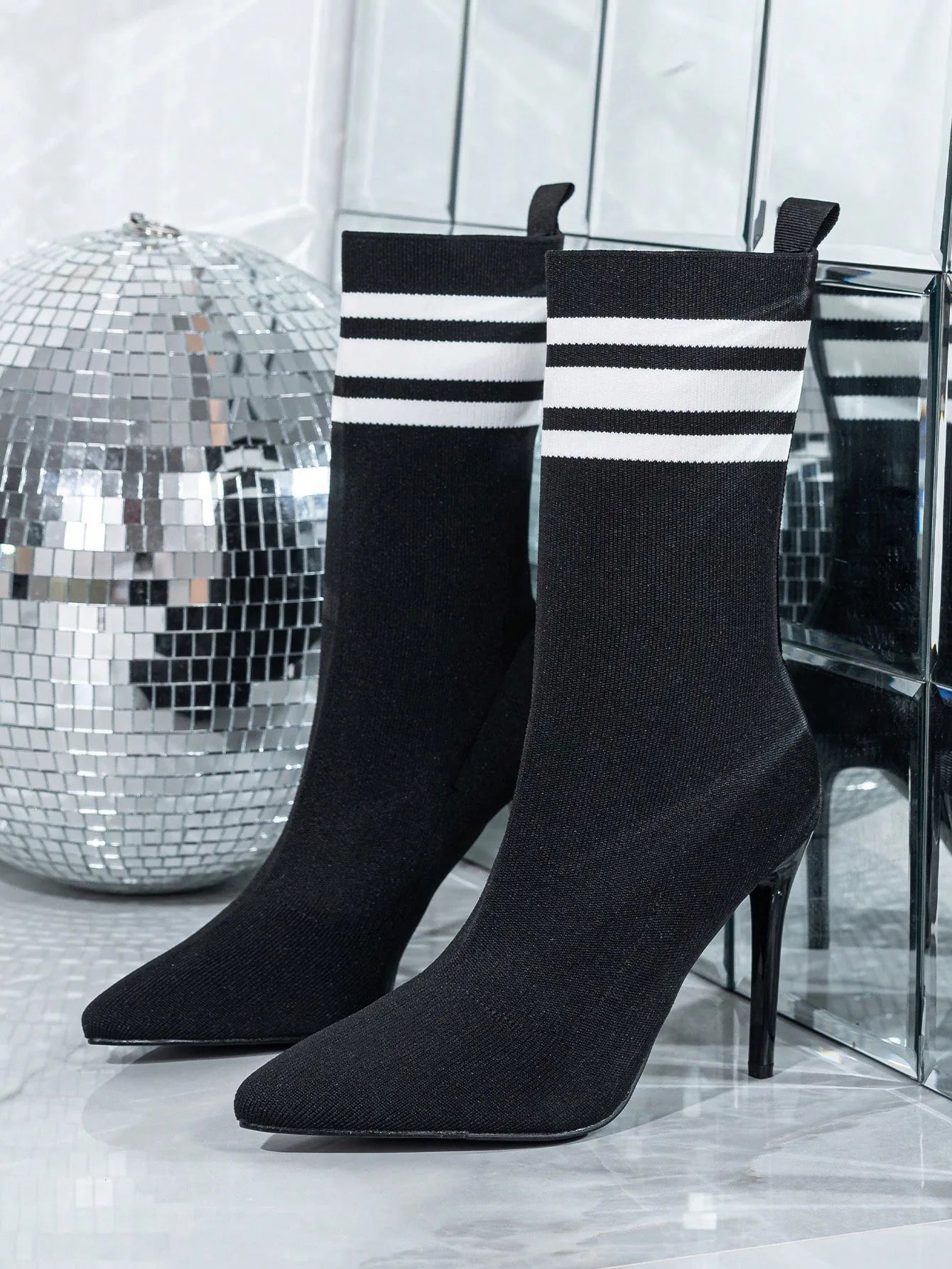 New Design Women Elastic Pointed-Toe Stiletto Heel Ankle Boots Sexy Lady High Heel Slim-Fit Stretch Socks Ankle Boots