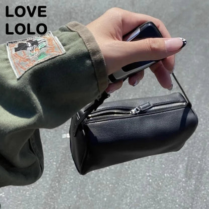2025 New Luxury 90s Pen Holder Bag Genuine Soft Cowhide & Suede Mini Crossbody Bag Hand-Carry Vintage Shoulder Purse for Women