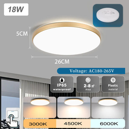 Led Ceiling Lamp 110v 220v Waterproof Led Panel Lights   for Kitchen Bathroom Lamp Balcony Ceiling Chandelier Lighting Fixture