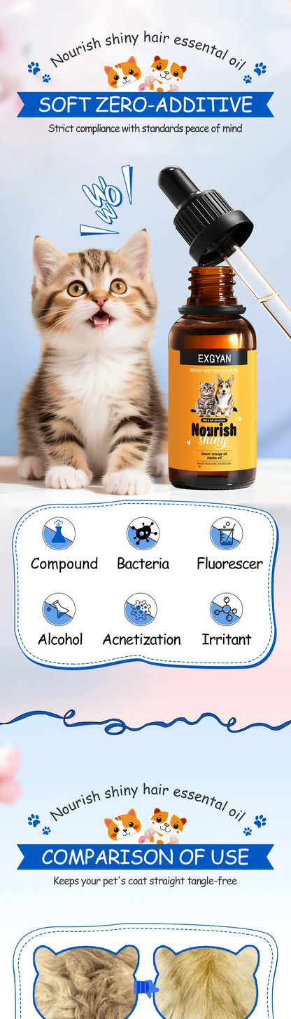Pet dogs, cats, nourishing and brightening hair care essential oils, smooth and long-lasting fragrance, deodorizing