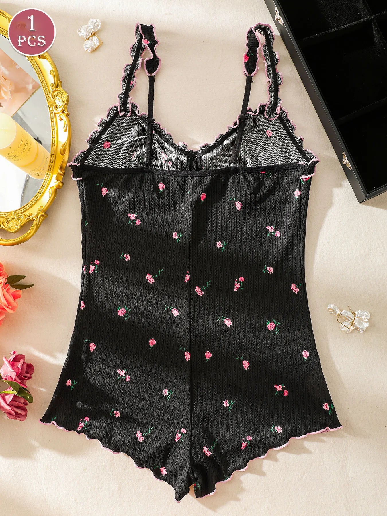 Women's One-Piece Sleeveless Pajama Jumpsuit, Suitable for Sleeping and Casual Wear, Women's Loungewear