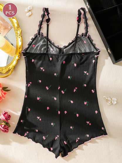 Women's One-Piece Sleeveless Pajama Jumpsuit, Suitable for Sleeping and Casual Wear, Women's Loungewear
