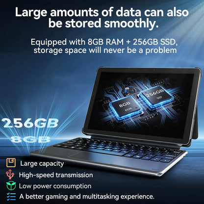 2-in-1 10.1 Inch Tablet Laptop Intel 6500Y 8GB+256GB SSD 1280*800 350Nits Windows 11 Type-C USB3.0 micro HDMI Wifi5 BNCF W1001
