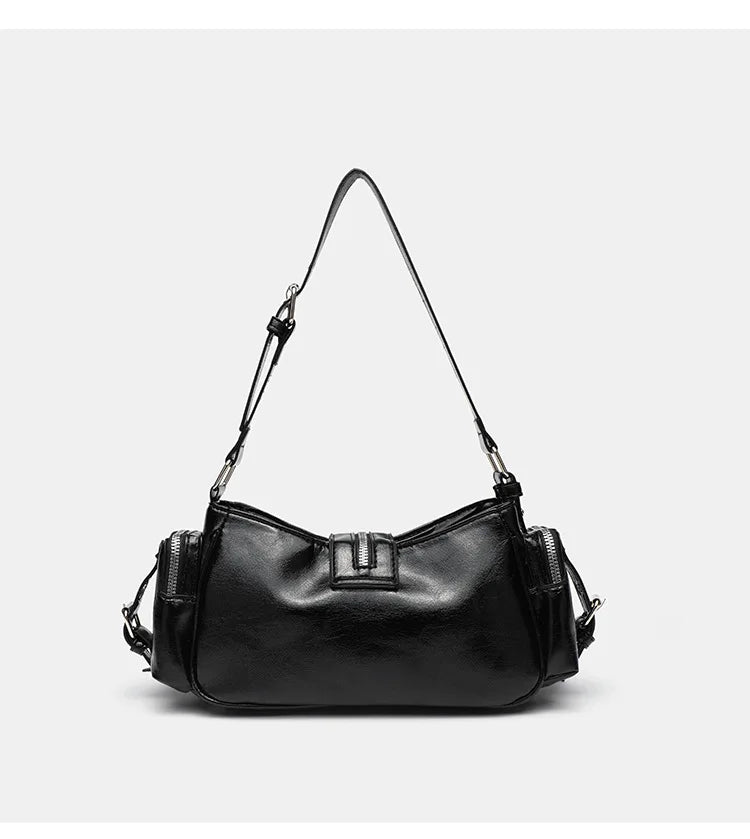 Women's Y2k Punk Vintage Shoulder Purse PU Leather Gothic Rivet Handbag Waist Bag Luxury Black Cross Body Bags with Spikes