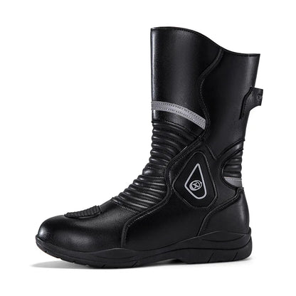 Hot Men Leather Moto Boots High Top Waterproof, Anti-collision Motorcbike Boots Breathable, Anti-skid, Safe Outdoor Riding