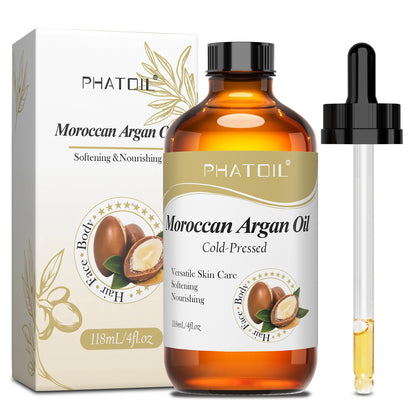 PHATOIL 118ml Moroccan Argan Oil Jojoba Oil For Skin & Hair Care Cold Pressed USDA 100% Pure Carrier Oils Body Massage Oils
