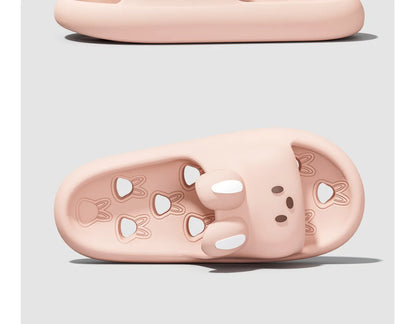Cute Cartoon Rabbit Indoor Bathroom Slippers For Men Women Summer House Shoes Soft EVA Leaking Style Lovers Home Shower Slides
