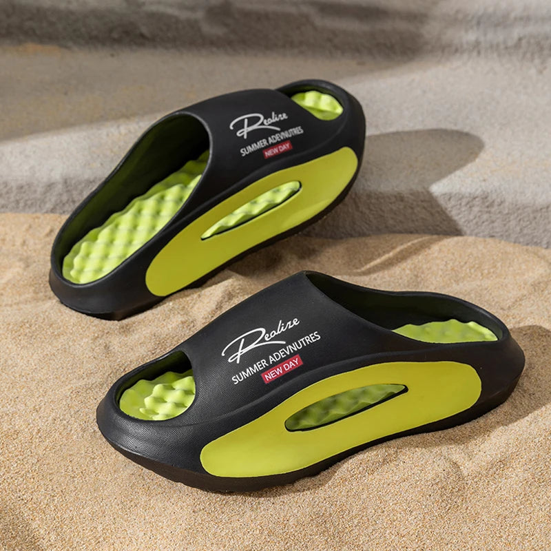 Summer Men's Massage Slippers Indoor Outdoor Sandals Beach Men Casual Shoes Soft Slides Flip-flops Men Women Home Slippers