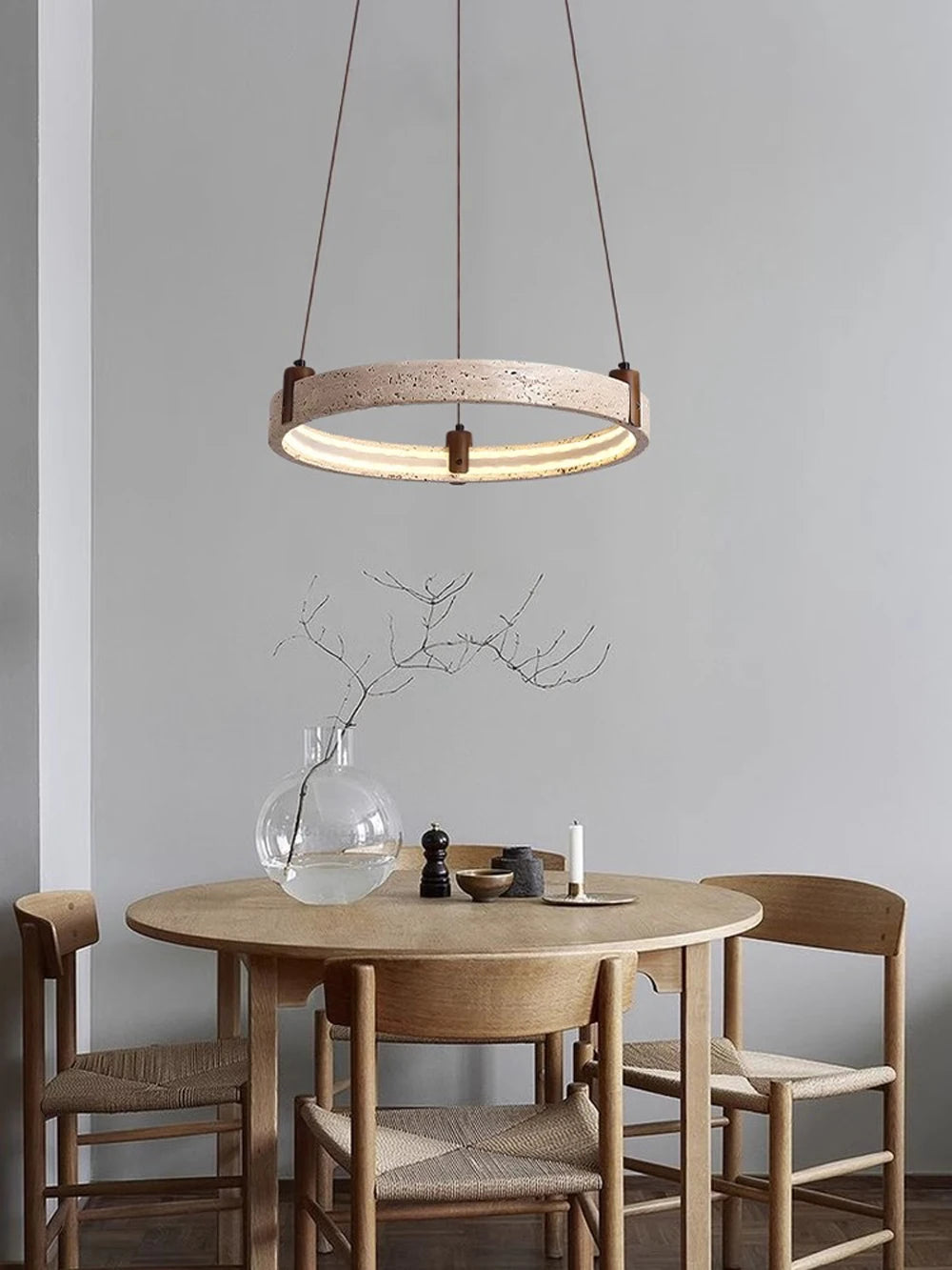Artistic High-End Natural White Stone Dimming Function Wood Decoration Dining Room Living Room Exhibition Hall LED Modern
