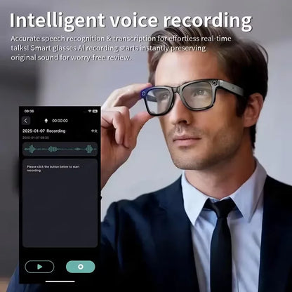 2026 Smart Glasses Men 8MP Camera WiFi Bluetooth Touch Control IP67 Waterproof AI Translation Noise Cancelling AI Glasses Women