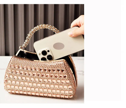 Silver Woman Bag Shine Bling Crown Hasp Diamond Shoulder Bag Crossbody Luxury Designers Rivet Clutch Party Evening Sparkly Purse