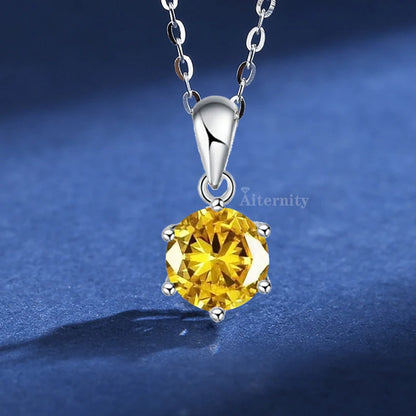 Silver 925 6 Prong Moissanite Pendant Necklace for Women Trendy Design D Color VVS Pass Diamond Testing Jewelry with Box GRA