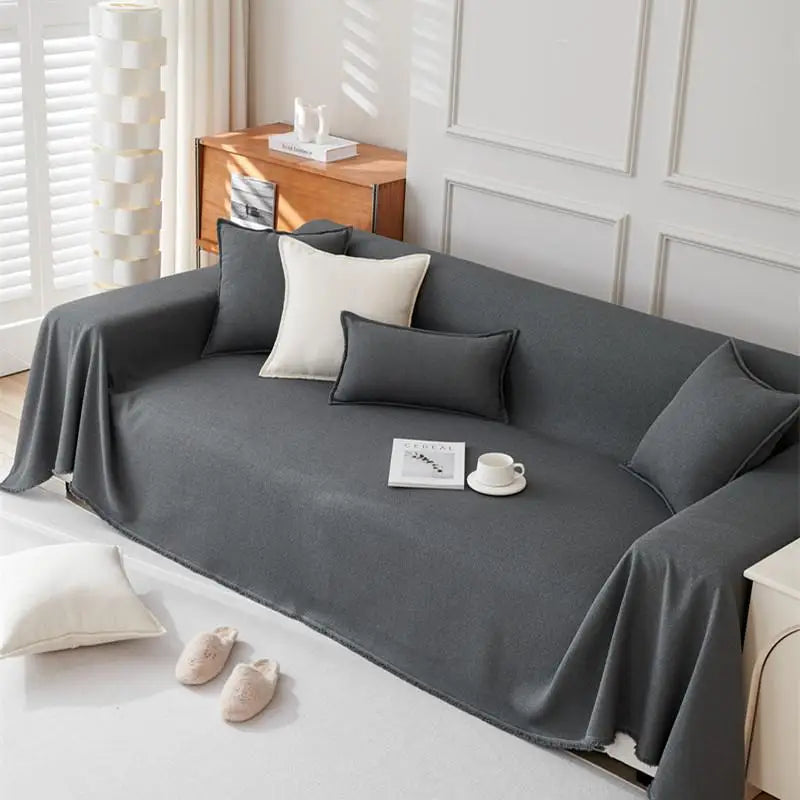 1pcs Solid color Sofa Cover Simple Anti-cat Scratch Solid Color Cushion Home Living Room Seat Dustproof Blanket