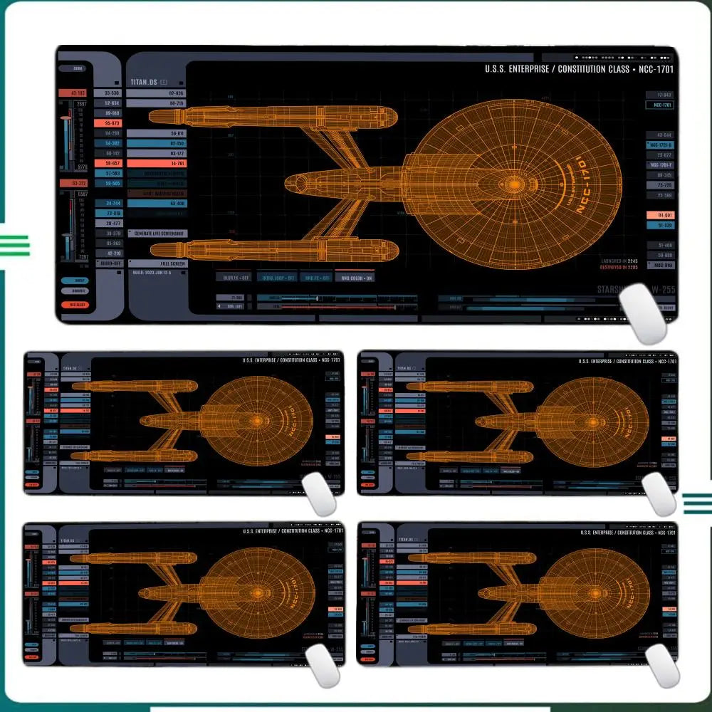 Spaceship Design XXL Gaming Mouse Pad, Non-slip Stitched Edge Desk Mat, Keyboard Mat, Computer Accessories for PC Gamers,100x50