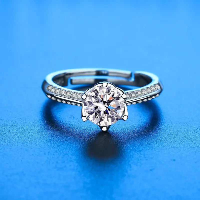 925 Sterling Silver Ring Heart AAA Zircon Open adjustable Engagement For Women Wedding Fashion Jewelry Party Gifts