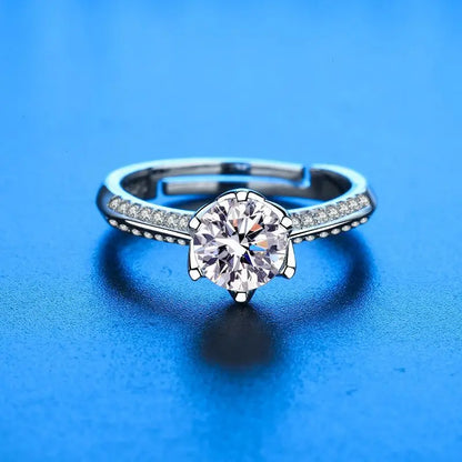 925 Sterling Silver Ring Heart AAA Zircon Open adjustable Engagement For Women Wedding Fashion Jewelry Party Gifts