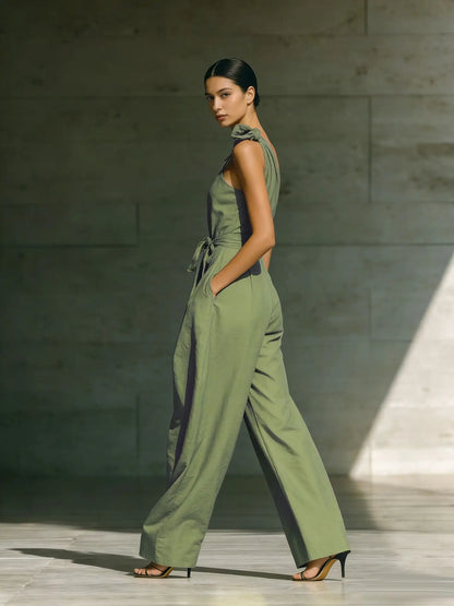 Fashion Sleeveless Jumpsuits For Woman 2026 Summer Casual One Shoulder One Piece Clothes Rompers High Quality Elegant
