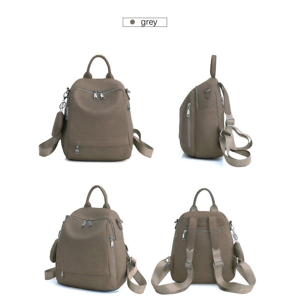 Zency Women's Genuine Leather Backpack High-Quality School Bag Travel Female Shopper Shoulder Satchel Rucksack Commuter