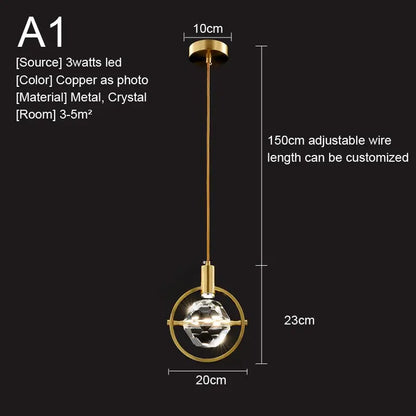 Crystal Led Pendant Lights Kitchen Fixture Suspension Bedside Hanging Lamp Nordic Loft Living Room Dining Room Indoor Home Decor