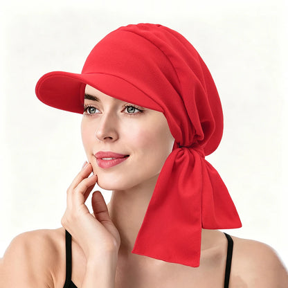 Solid Color Fashion Muslim Hijab Turban Hat for Women Visor Baseball Cap Sun Hats Headscarf Scarf Brim Femme Scarves Bandanas
