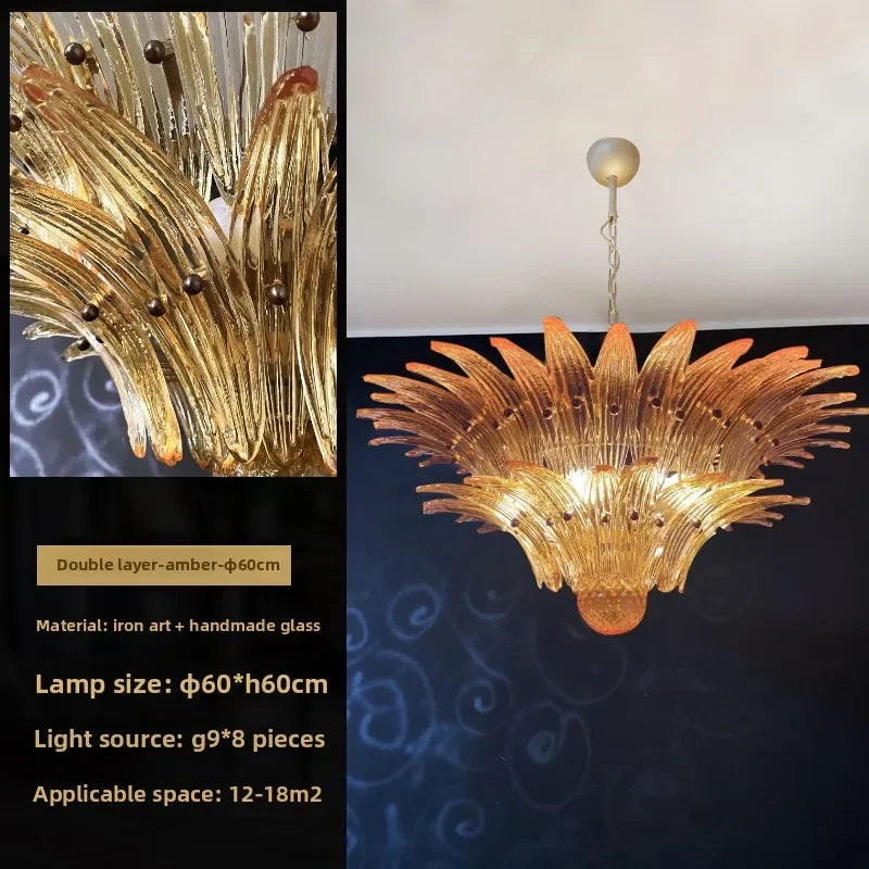 Modern Vintage French Glass Living Room Chandelier Designer Bedroom Mid-Century Style Duplex-Style Dining RoomLarge Villa Lights