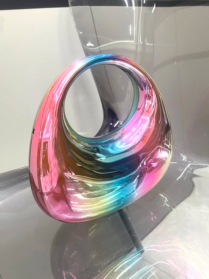 Golden Evening bag Purses and handbag luxury Designer shoulder bags moon bag Party Wedding Round Acrylic Shiny  Clutch purse