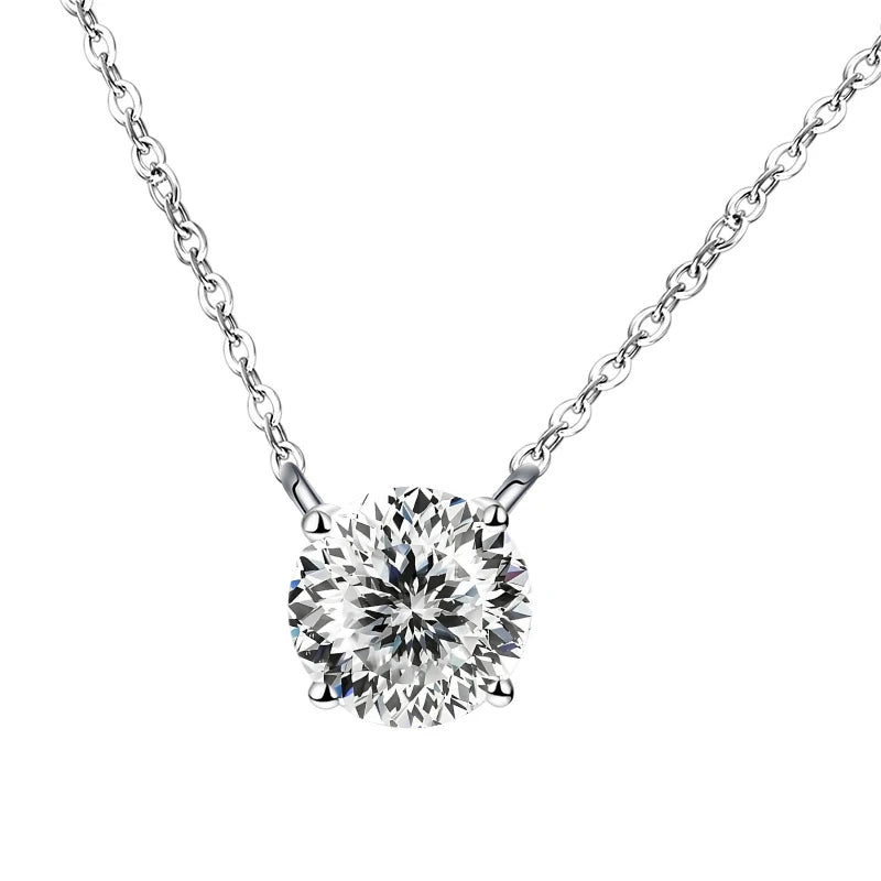 JoyceJelly 1/2/3/5 Carat Moissanite Necklace for Women 925 Sterling Silver Wedding Bridal Fine Jewelry for Women